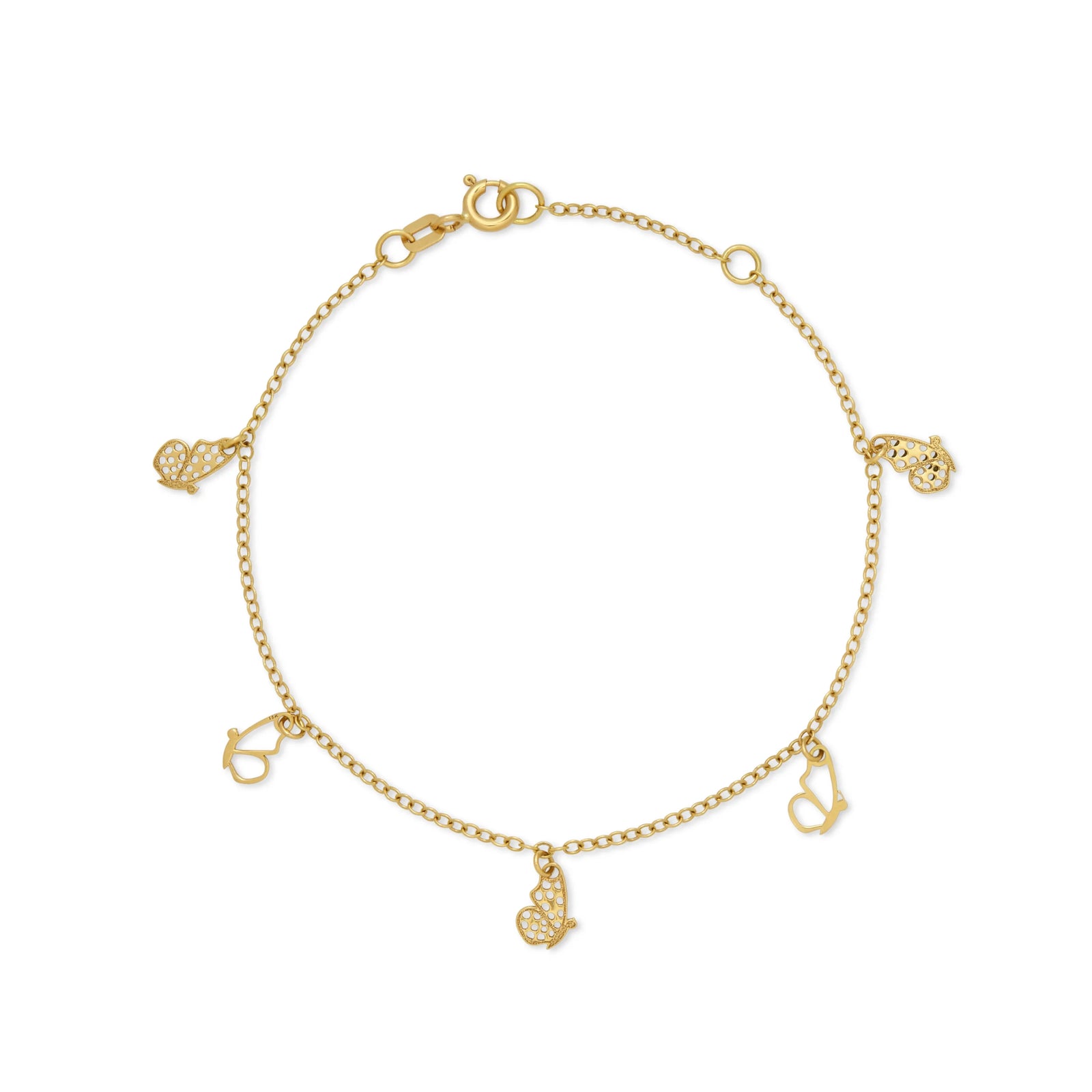 PULSERA MARIPOSAS PERFIL COLGANTES EN ORO 18K - Image 1