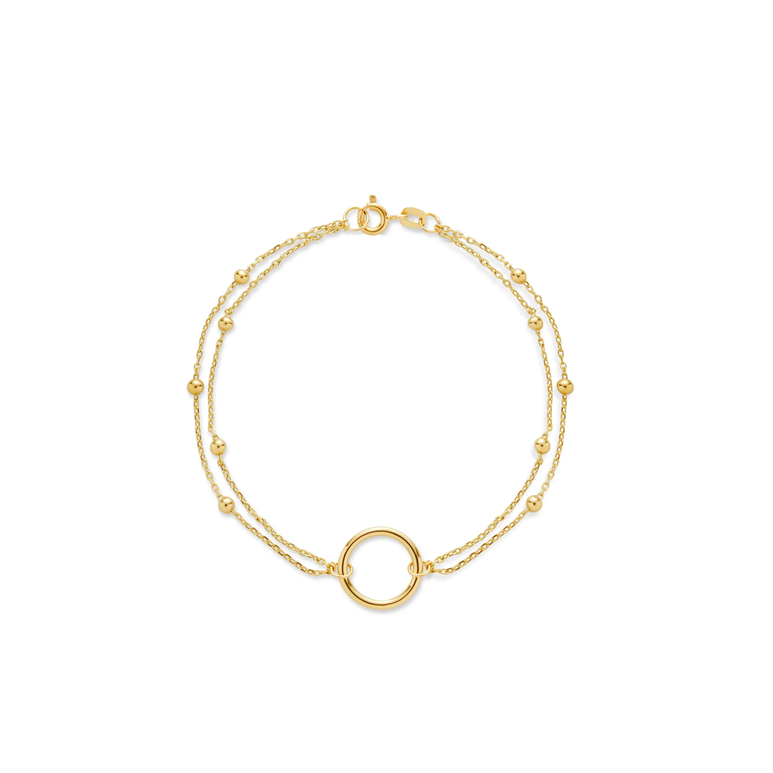 PULSERA KARMA CON DOBLE CADENA EN ORO 18K - Gallery 1
