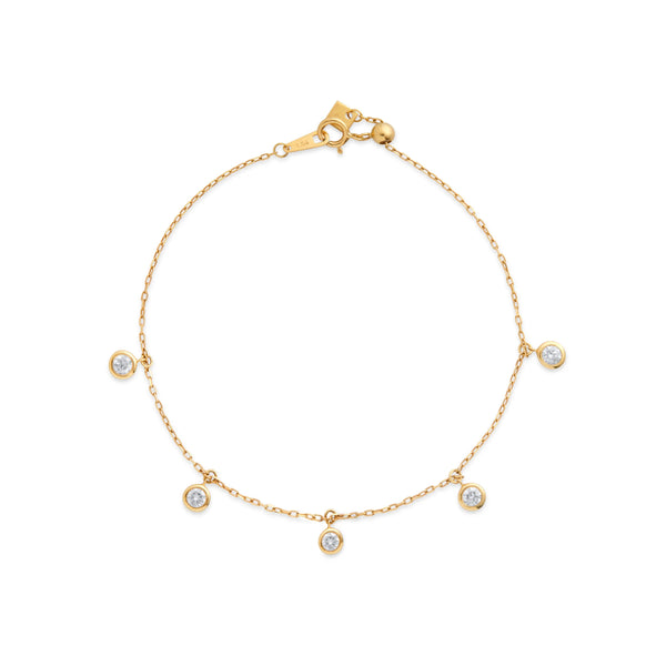 PULSERA DIAMANTES BISELADOS COLGANTES EN ORO 18K