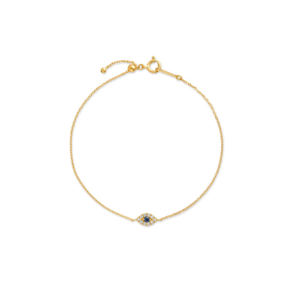 PULSERA OJO TURCO CON DIAMANTES Y ZAFIRO EN ORO 18K