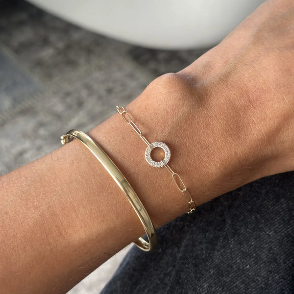 PULSERA DIAMANTES CLIP CON CÍRCULO DOBLE EN ORO 18K - Secondary