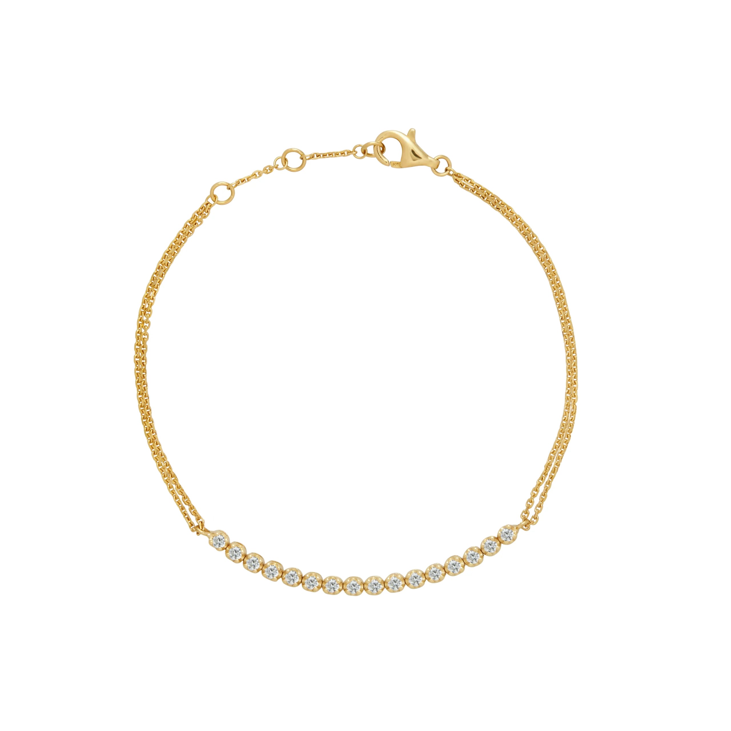 PULSERA DIAMANTES CON DOBLE CADENA EN ORO 18K - Gallery 1