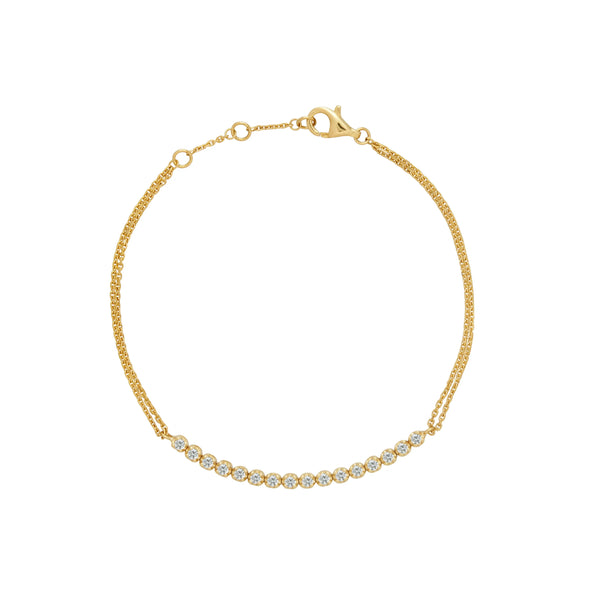 PULSERA DIAMANTES CON DOBLE CADENA EN ORO 18K