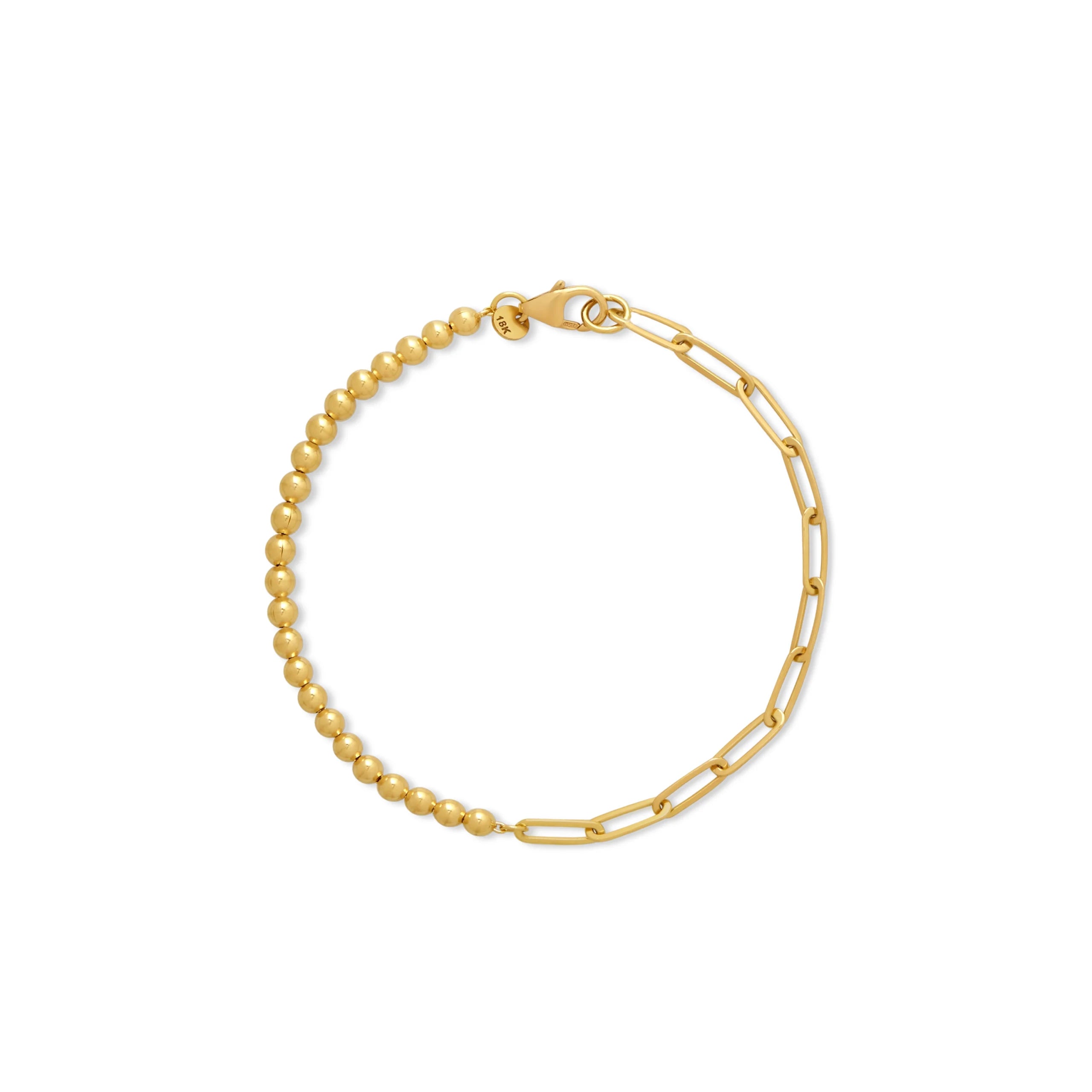 PULSERA CHAIN Y BOLITAS EN ORO 18K - Gallery 1