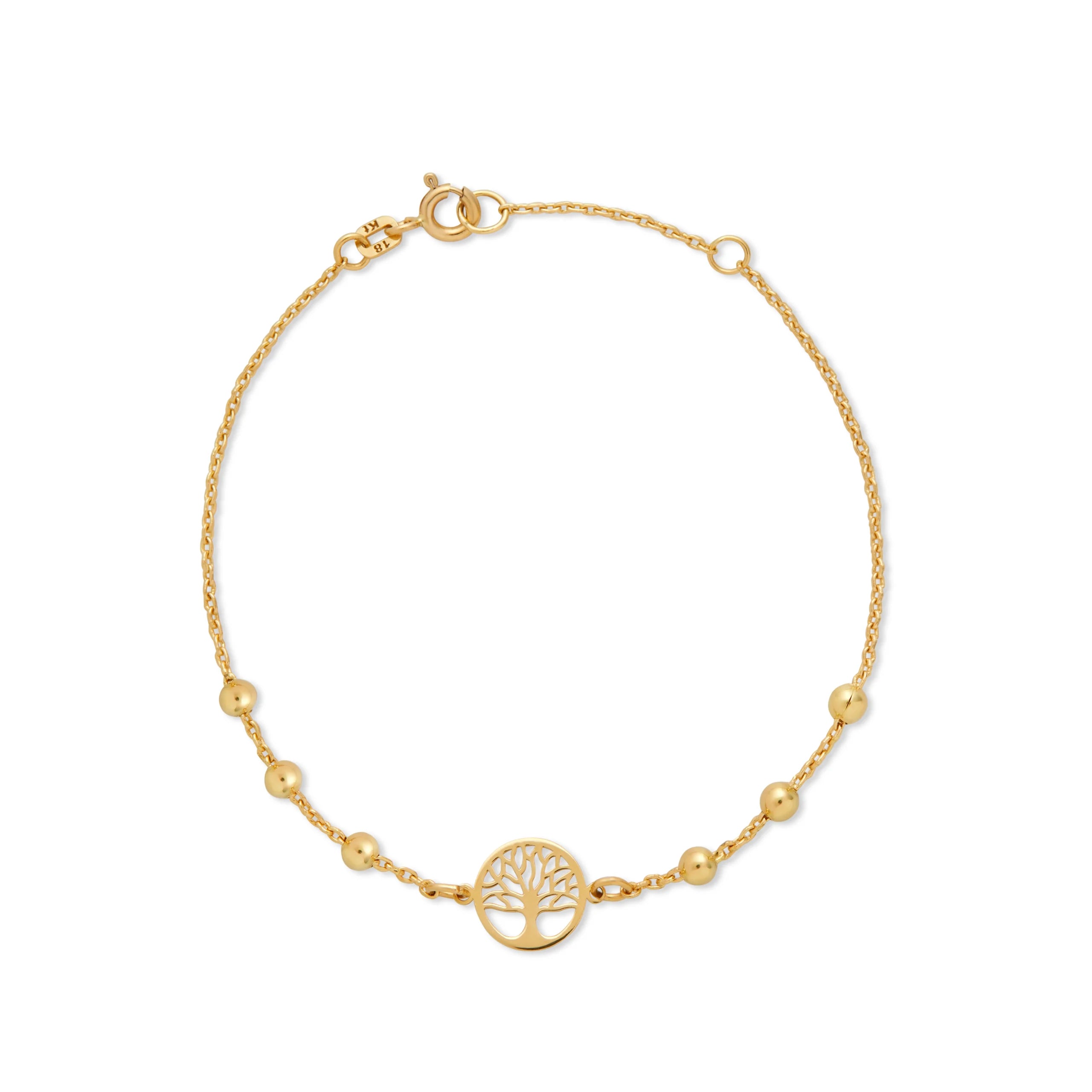 PULSERA BOLITAS CON ÁRBOL DE LA VIDA EN ORO 18K - Gallery 1