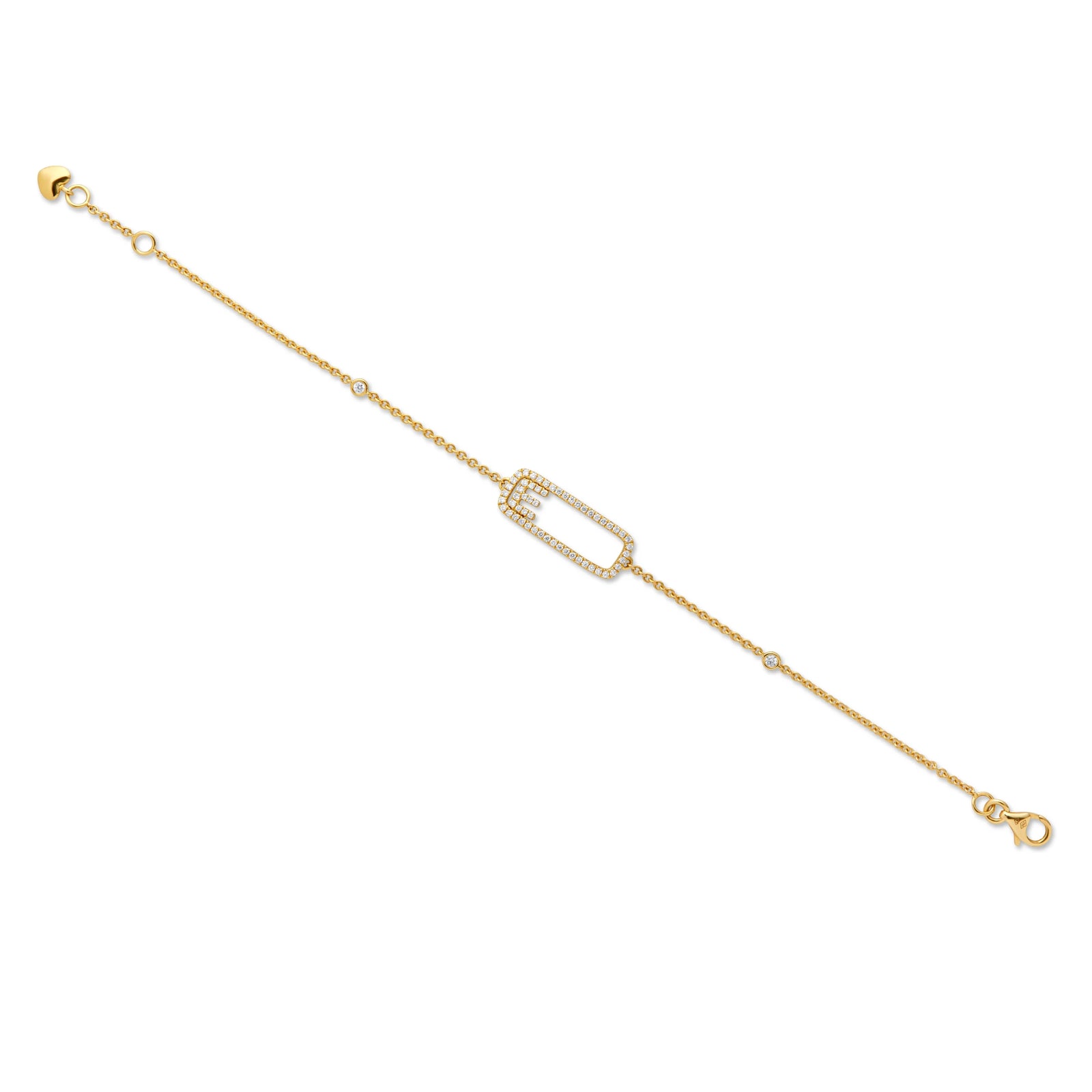 PULSERA DIAMANTES CON INICIAL CORREDIZA EN ORO 18K - Image 1