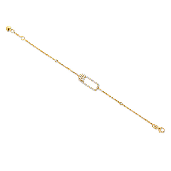 PULSERA DIAMANTES CON INICIAL CORREDIZA EN ORO 18K