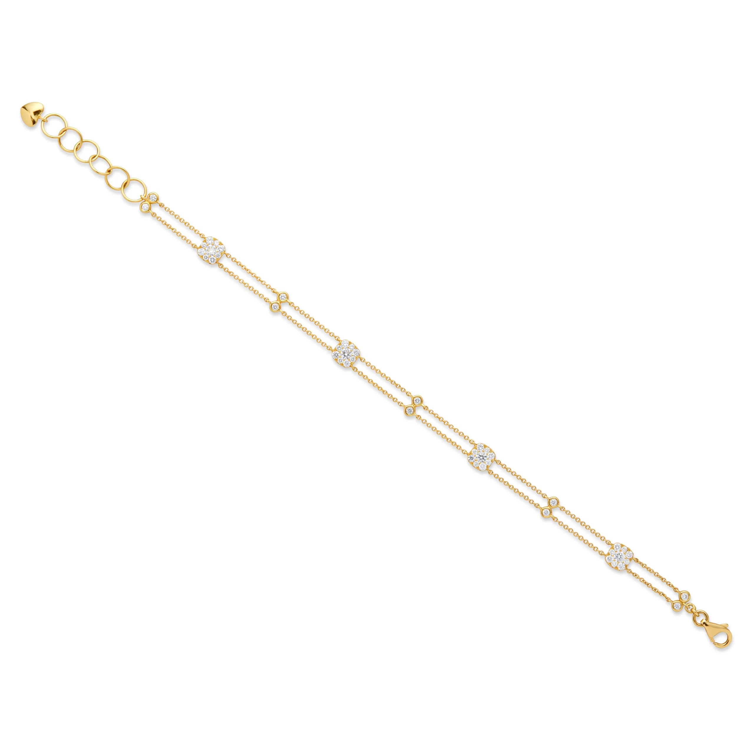 PULSERA DIAMANTES BISELADOS CON DOBLE CADENA EN ORO 18K - Gallery 1