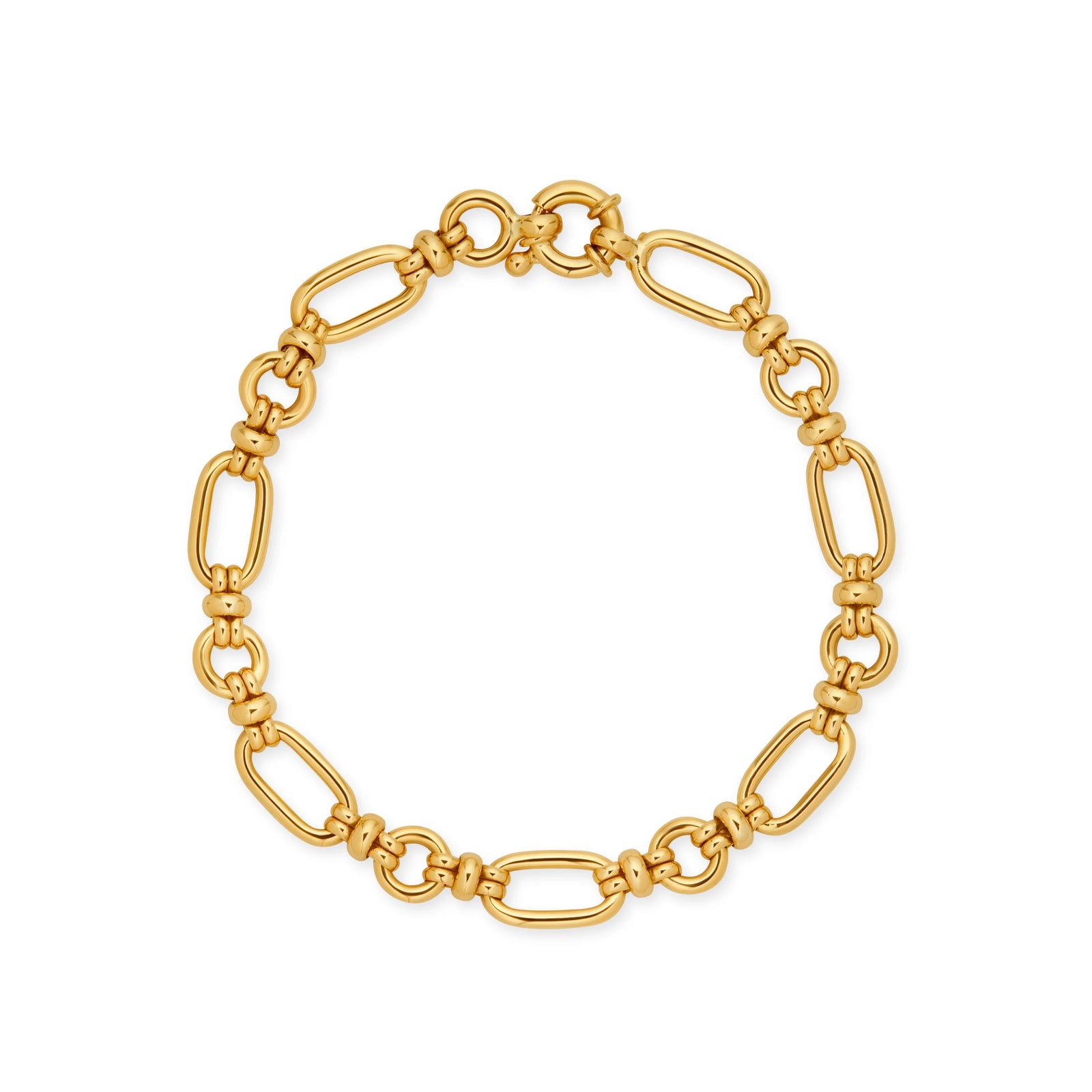 PULSERA ESLABONES OVALES Y DONAS EN ORO 18K - Image 1