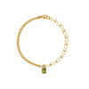 PULSERA CLIP Y BOLITAS CON PERIDOT EN ORO 18K