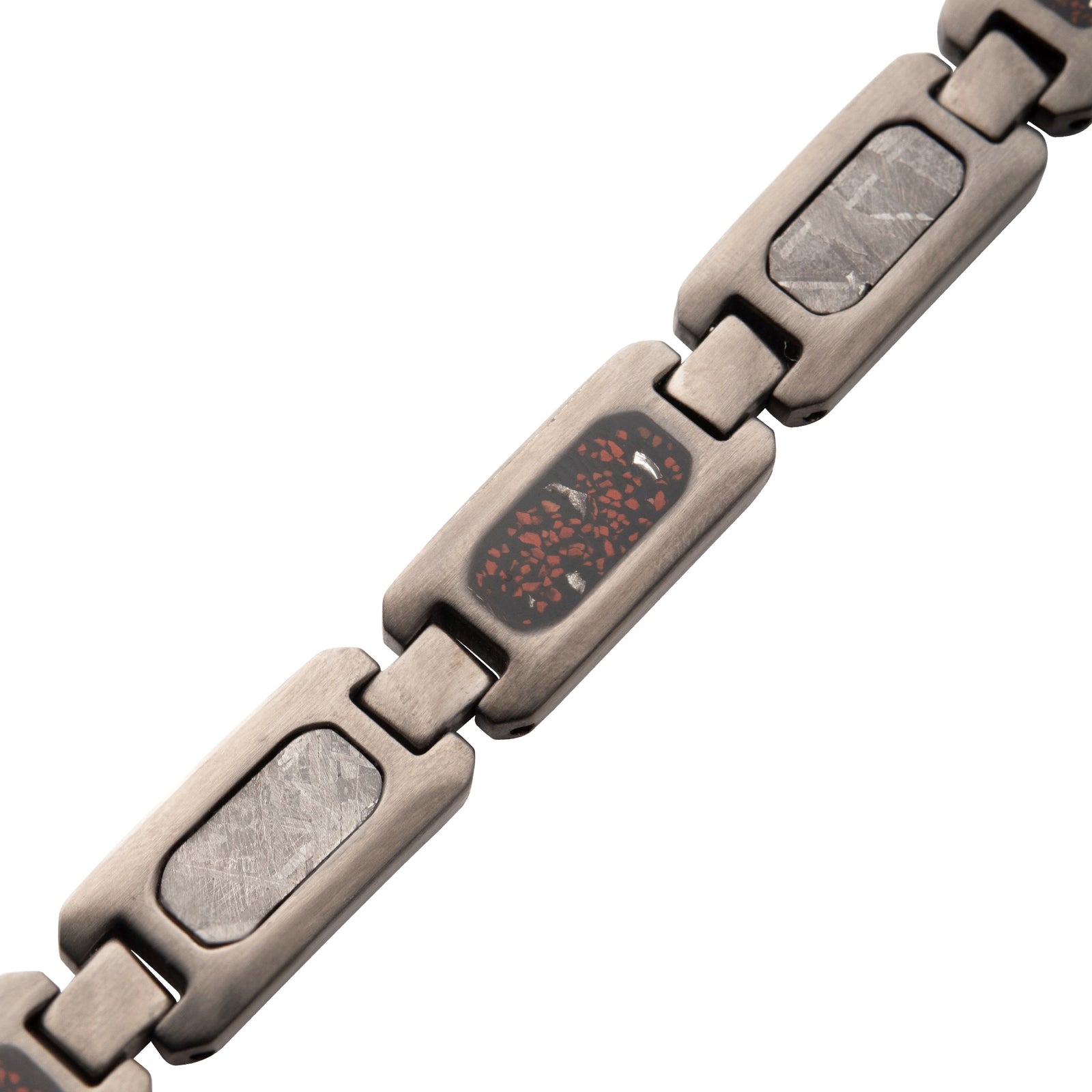 PULSERA DE ACERO INOXIDABLE CON METEORITO Y HUESO DE DINOSAURIO - Image 2