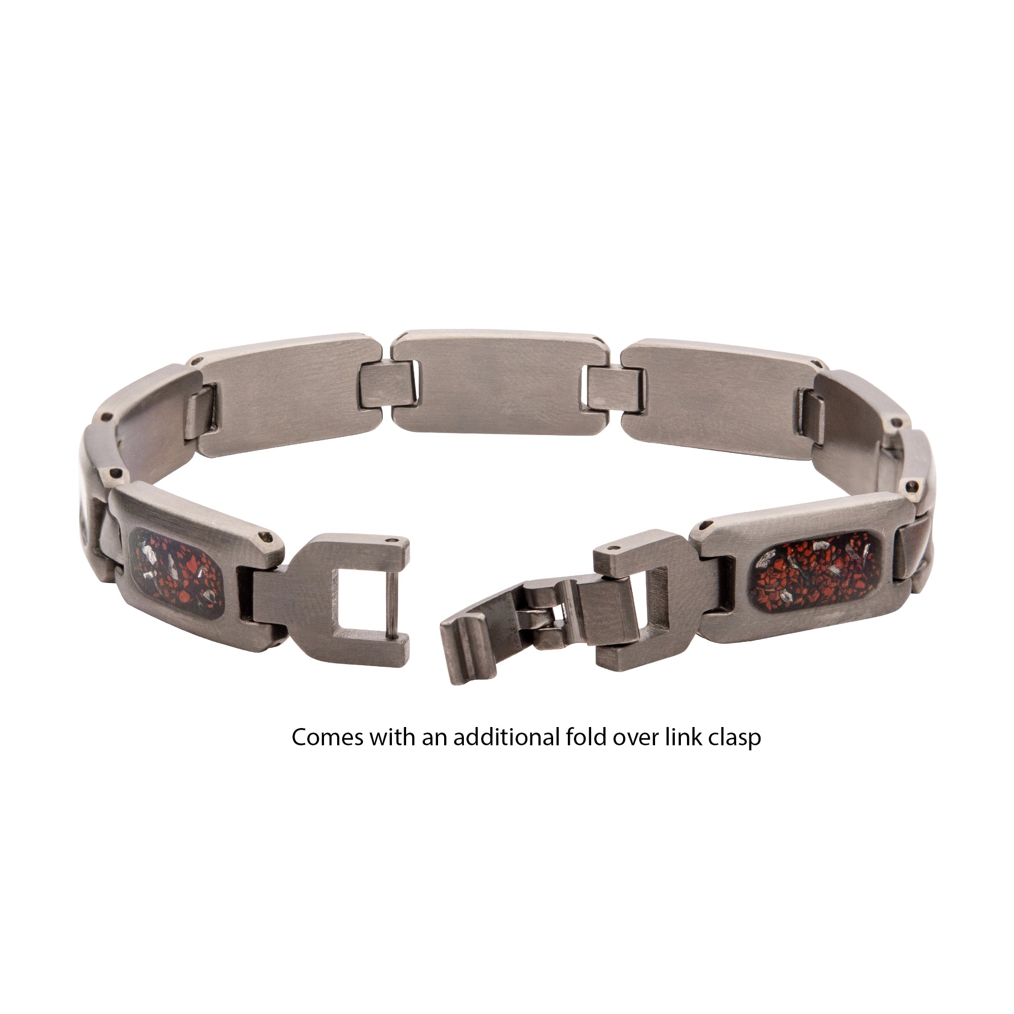 PULSERA DE ACERO INOXIDABLE CON METEORITO Y HUESO DE DINOSAURIO - Gallery 3