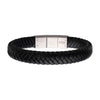 PULSERA DE CUERO NEGRO TRENZADO