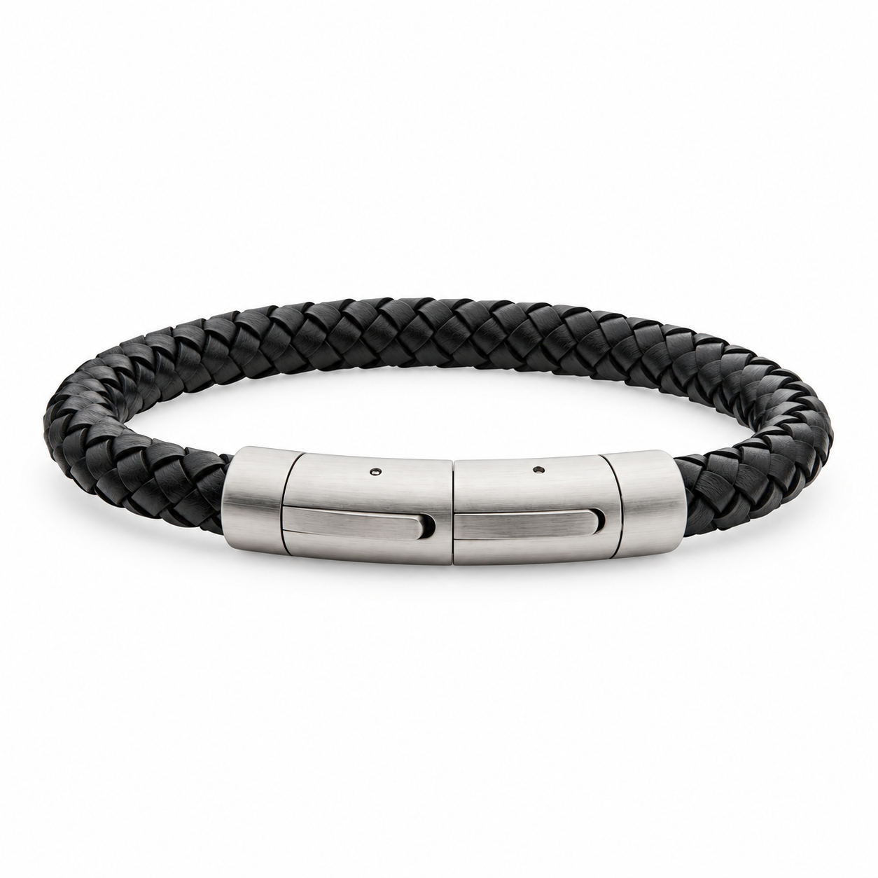 PULSERA DE CUERO NEGRO TRENZADO 8MM - Gallery 1