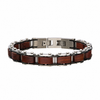 PULSERA DE MADERA SÁNDALO ROJO Y ACERO INOXIDABLE