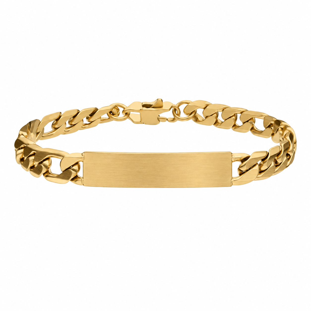 PULSERA DE ACERO INOXIDABLE PLACA DOBLE CON BAÑO DE ORO 18K - Image 1