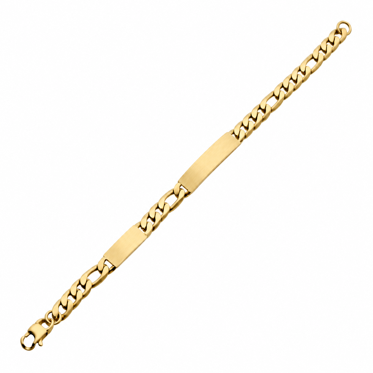 PULSERA DE ACERO INOXIDABLE PLACA DOBLE CON BAÑO DE ORO 18K - Gallery 2