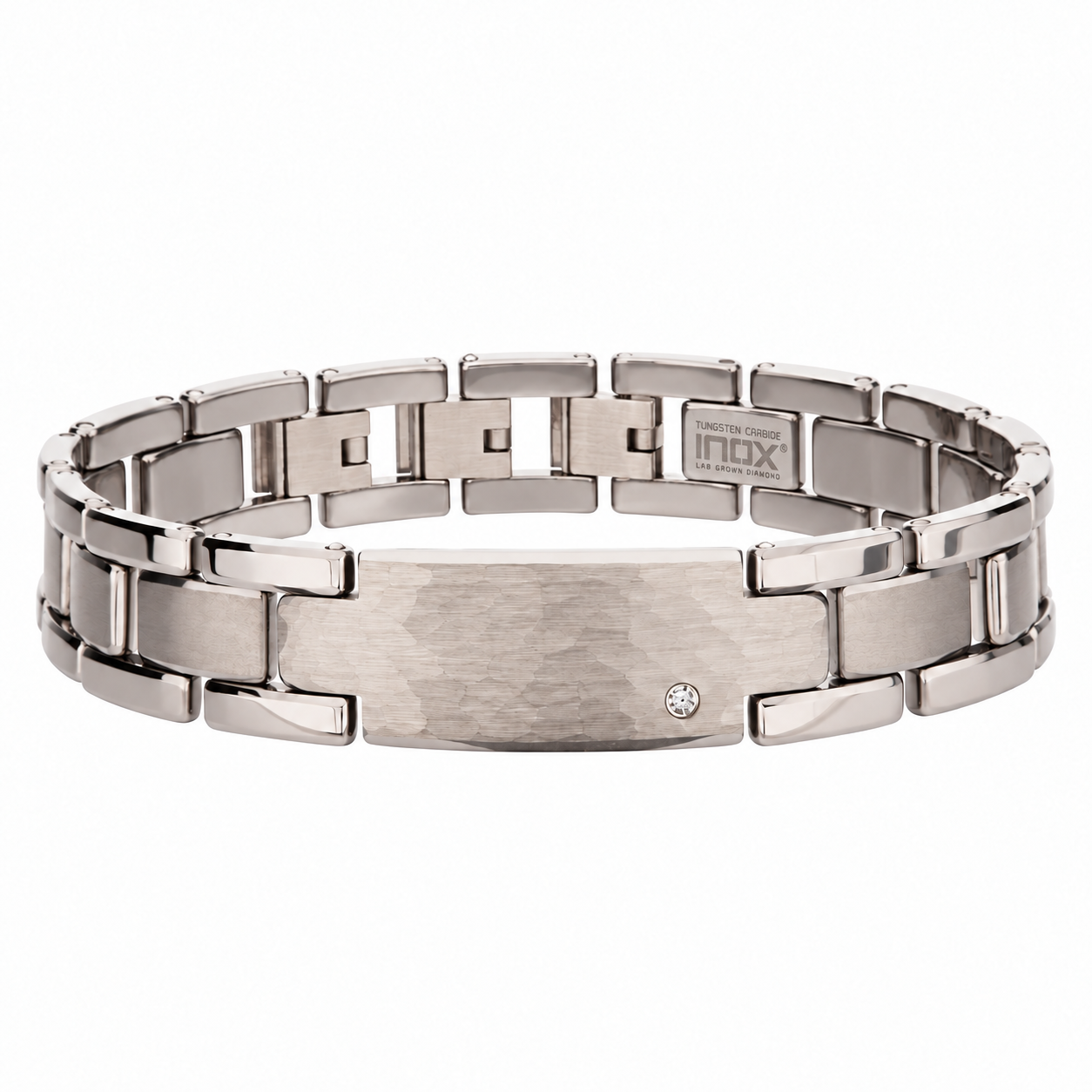PULSERA DE TUNGSTENO CON PLACA Y DIAMANTE LAB - Image 1