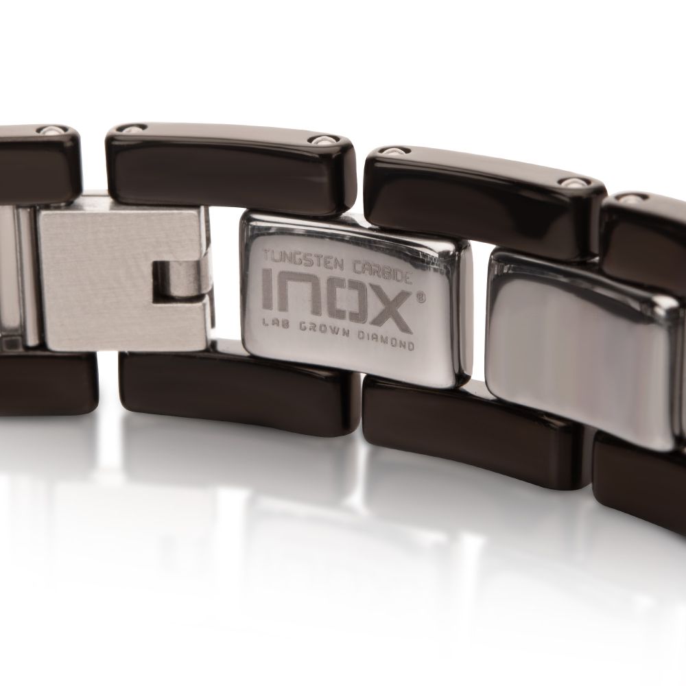 PULSERA DE TUNGSTENO NEGRO CON PLACA Y DIAMANTE LAB - Gallery 3
