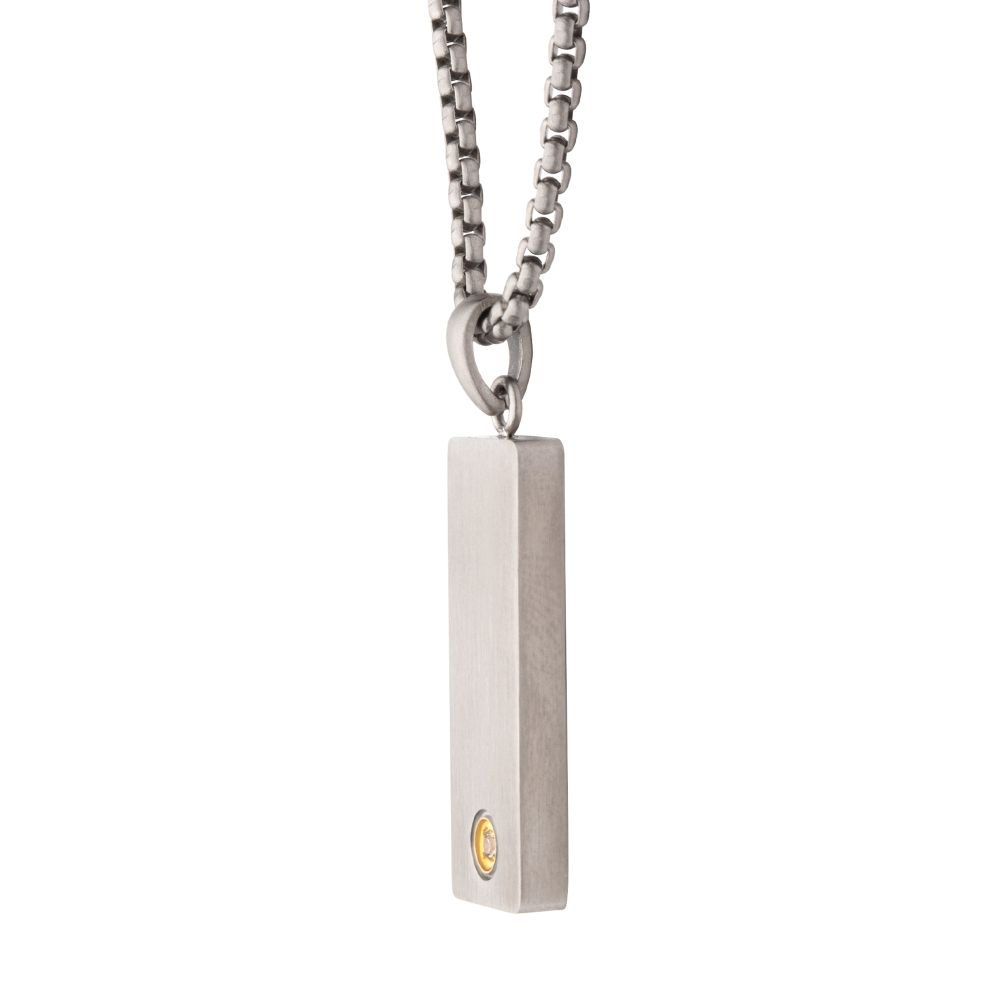 COLLAR PLACA RECTANGULAR DE ACERO INOXIDABLE MATE CON DIAMANTE LAB - Image 3