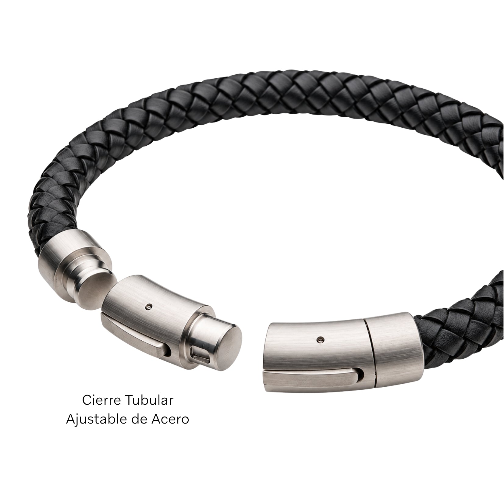 PULSERA DE CUERO NEGRO TRENZADO 8MM - Gallery 2