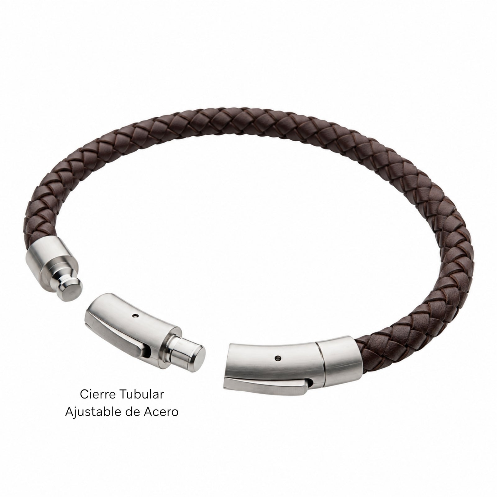 PULSERA DE CUERO MARRÓN TRENZADO - Image 2