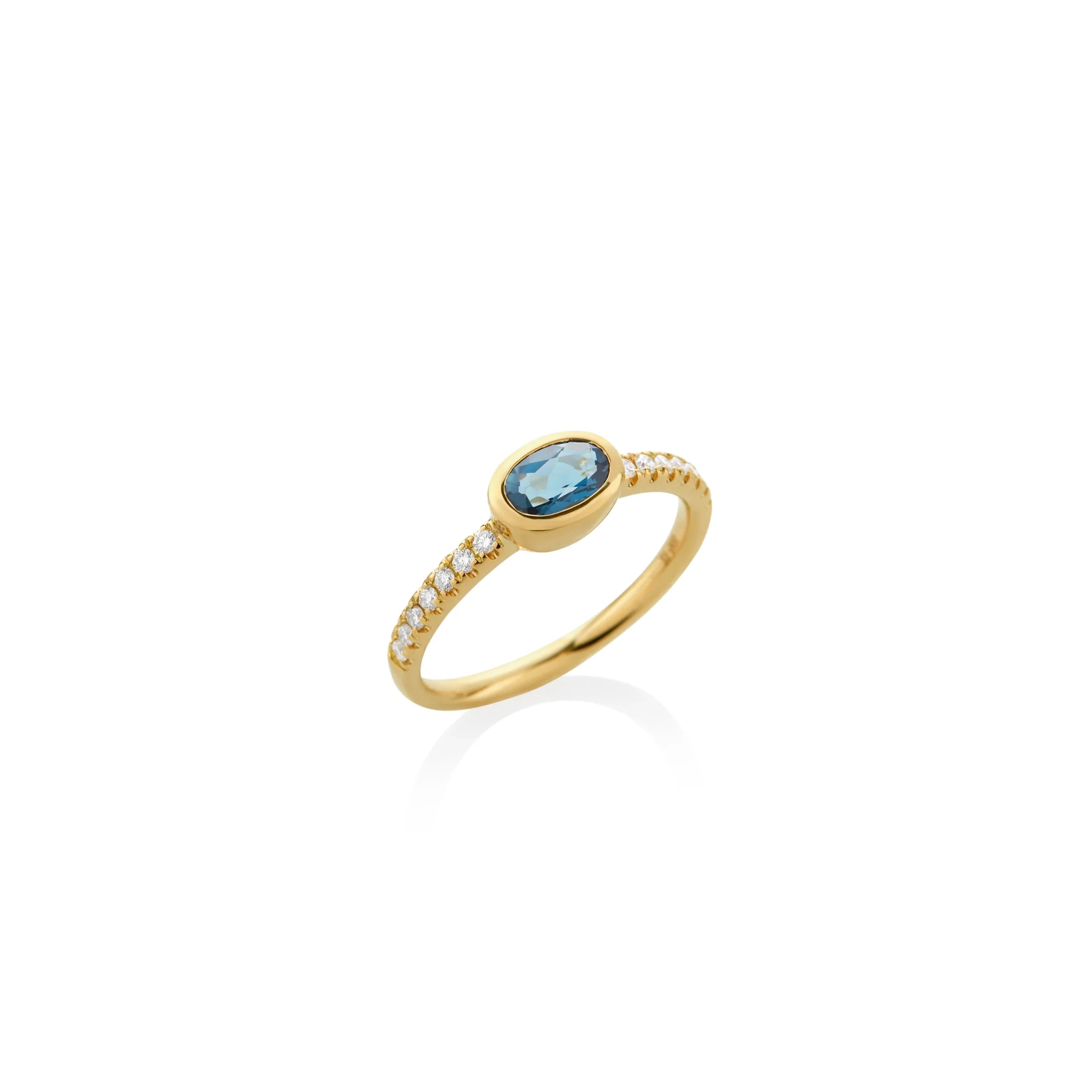 ANILLO PIEDRA OVAL TOPACIO LONDON CON DIAMANTES EN ORO DE 18K - Gallery 1