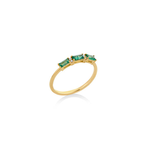 ANILLO DIAMANTES Y ESMERALDAS EN ORO 18K
