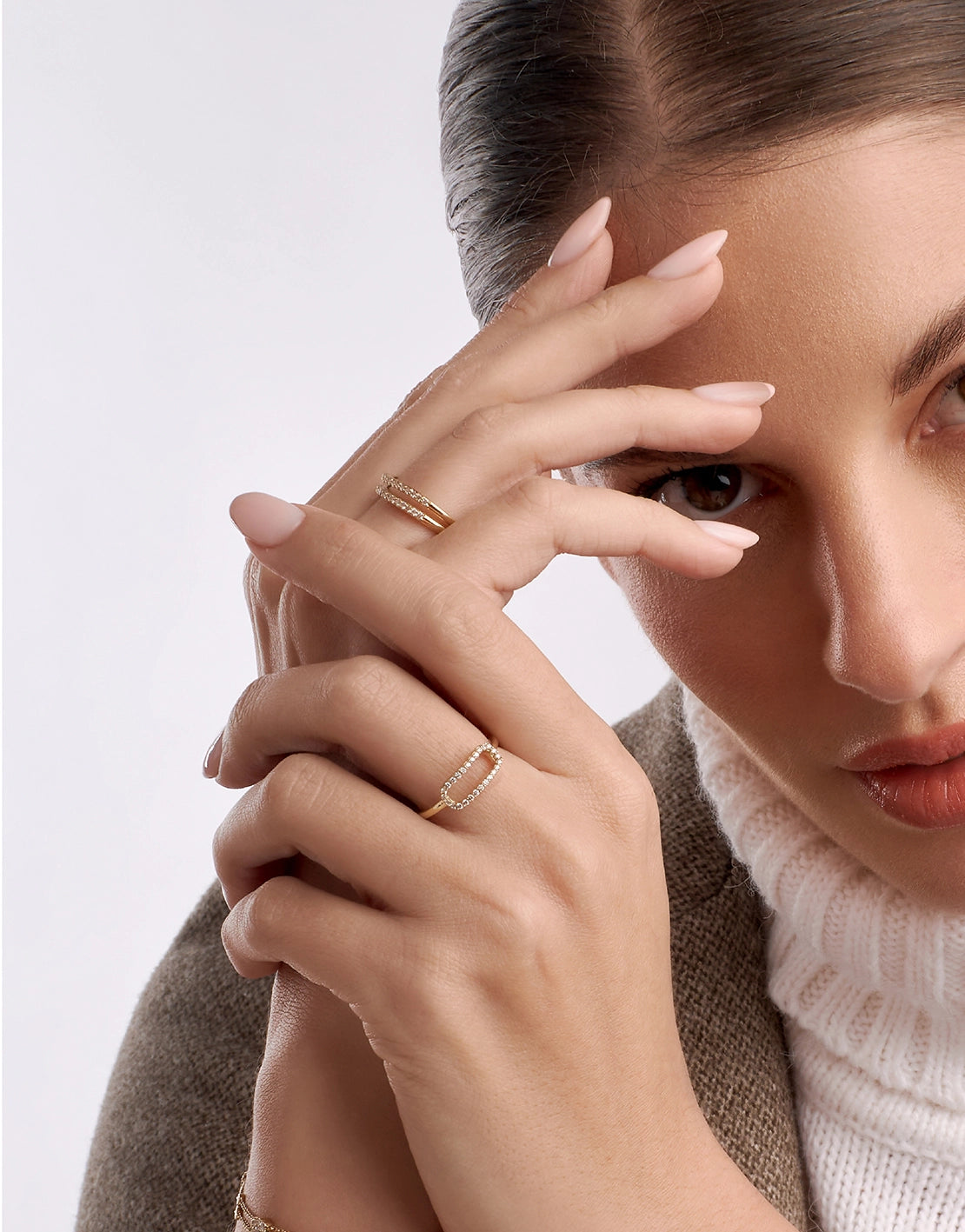 ANILLO DIAMANTES CLIP EN ORO 18K - Gallery 2