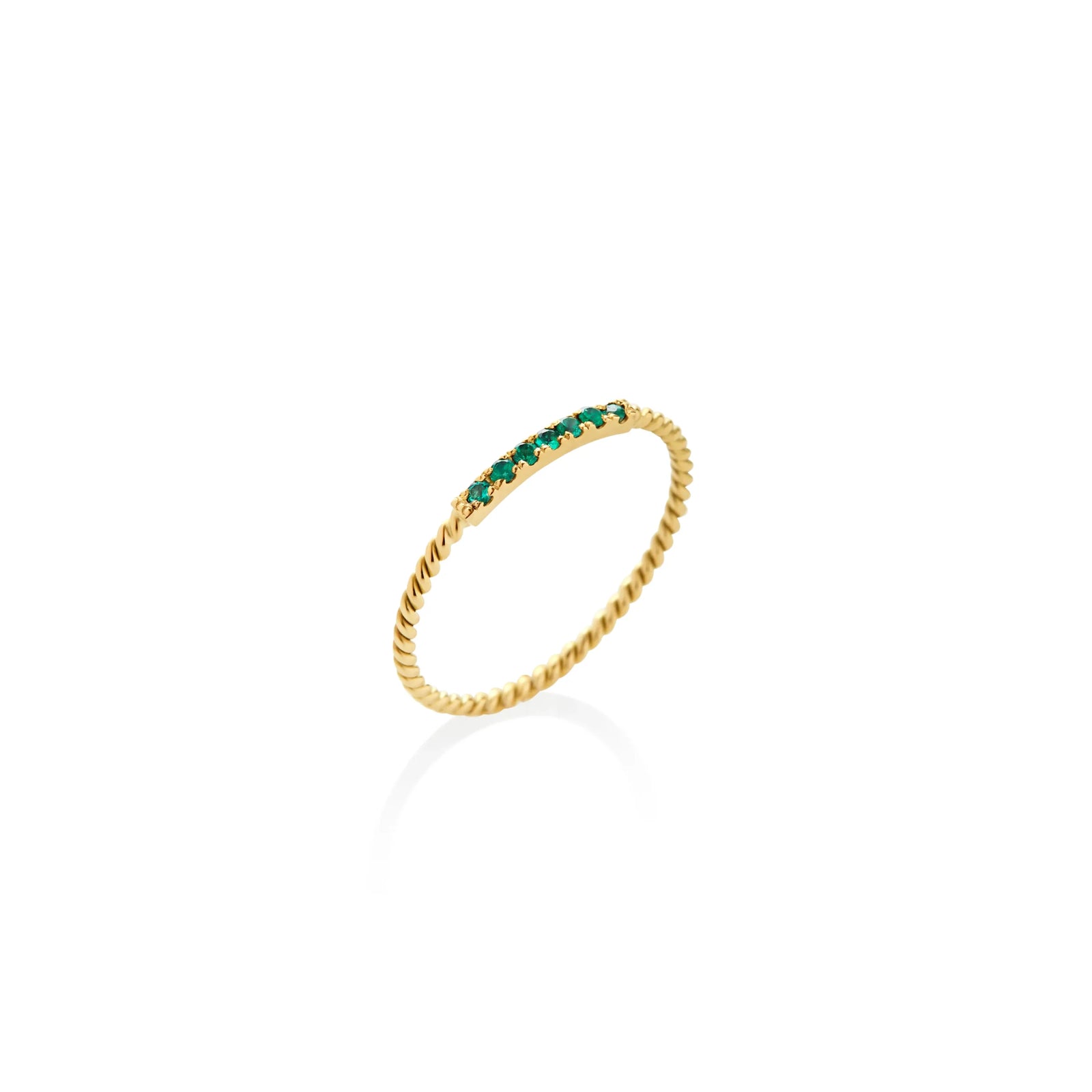 ANILLO ENTORCHADO CON ESMERALDAS EN ORO 18K - Image 1
