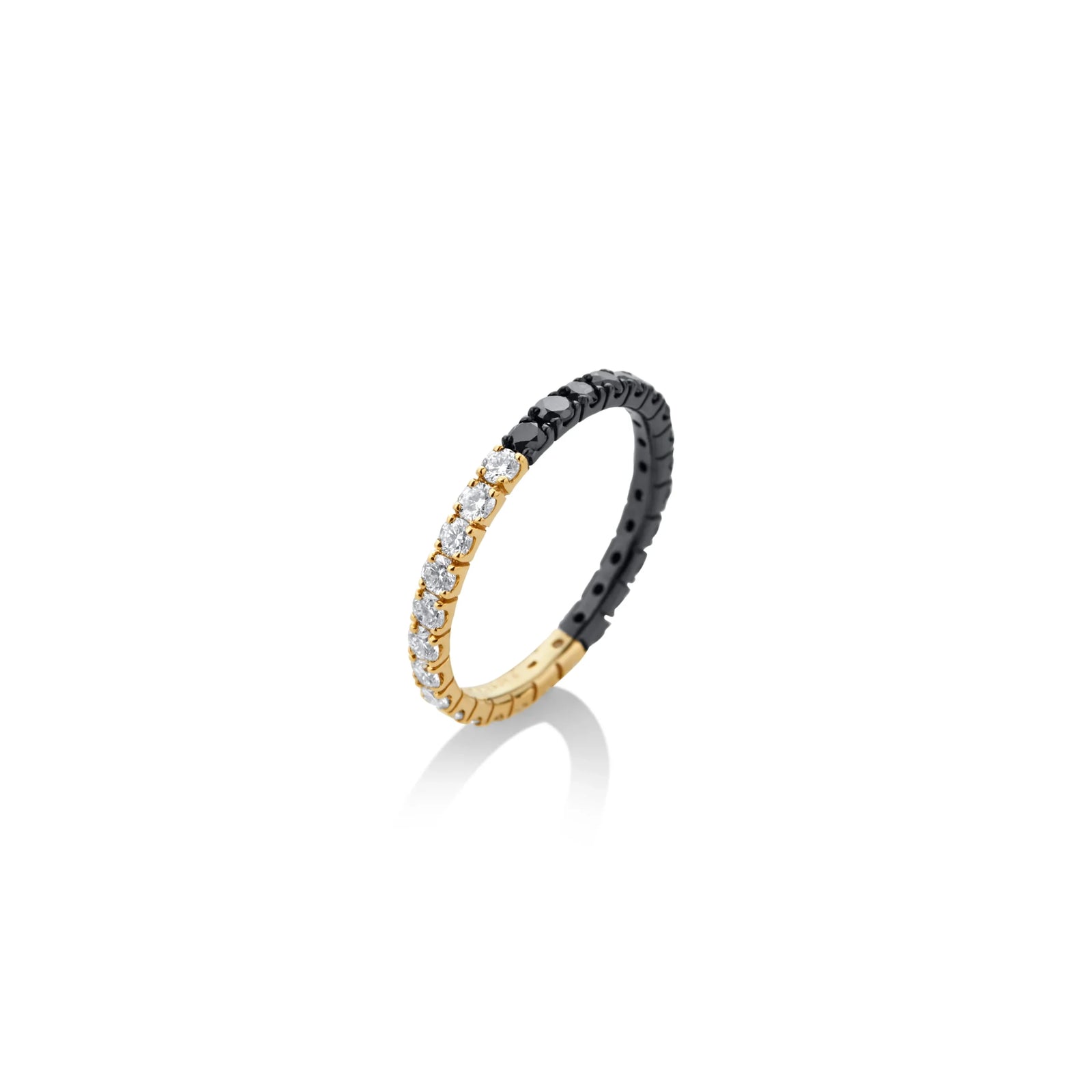ANILLO CINTILLO COMPLETO DIAMANTES Y DIAMANTES NEGROS 1.08CT EN ORO 18K - Image 1
