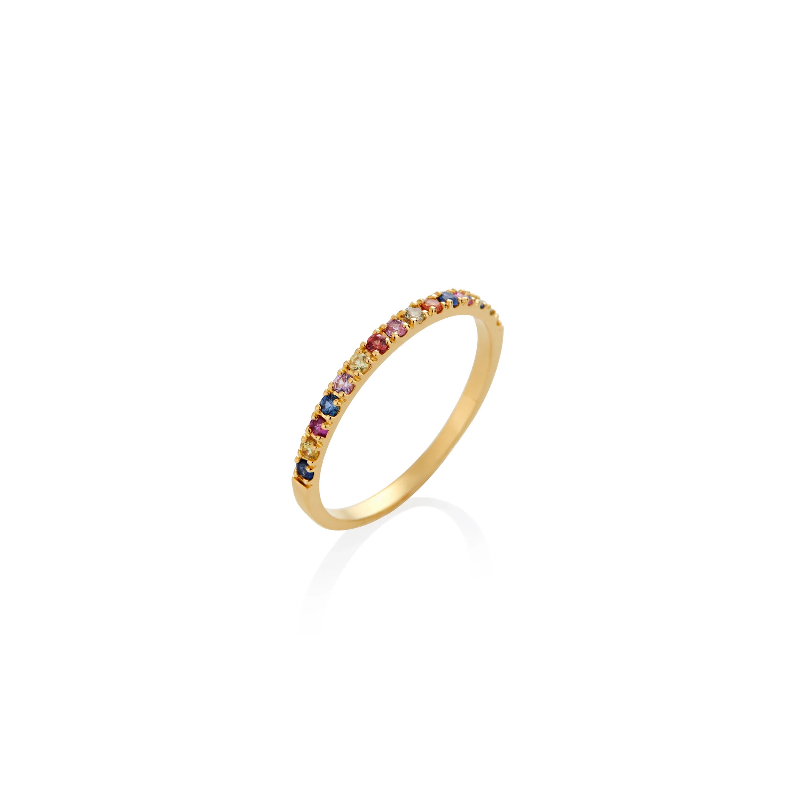 ANILLO CINTILLO ZAFIROS MULTICOLOR EN ORO 18K - Gallery 1