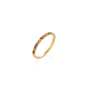 ANILLO CINTILLO ZAFIROS MULTICOLOR EN ORO 18K