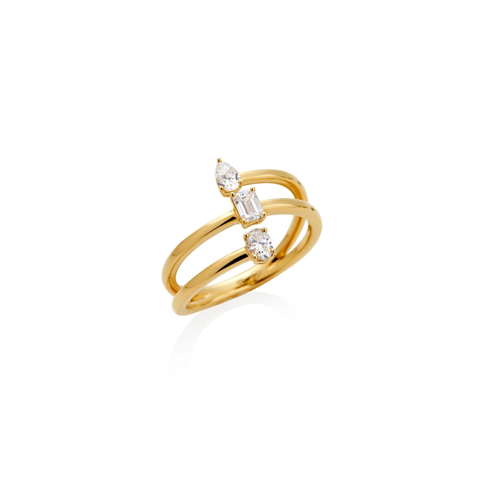 ANILLO DIAMANTES MULTICORTE ARO TRIPLE EN ORO 18K - Image 1