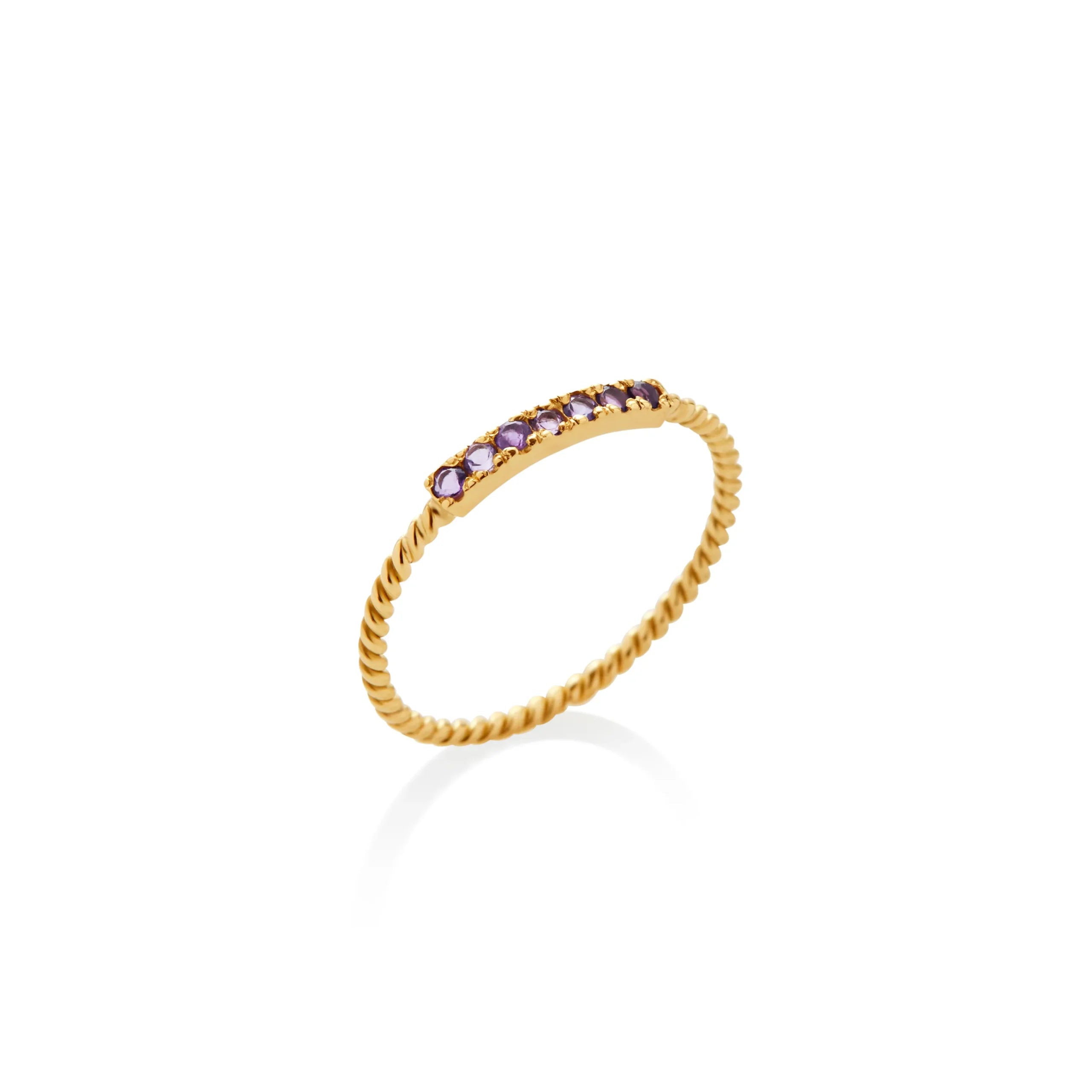 ANILLO ENTORCHADO CON AMATISTAS EN ORO 18K - Gallery 1