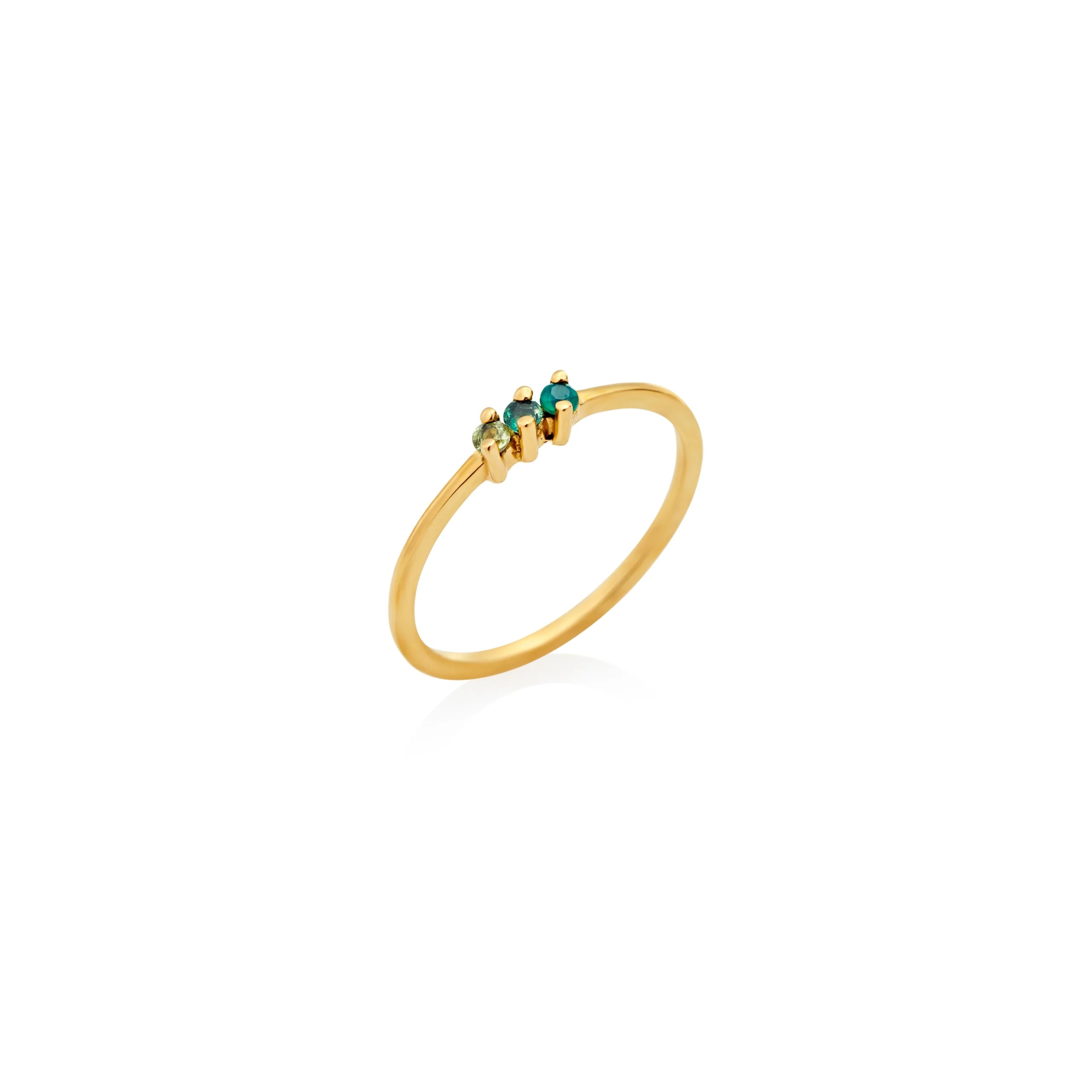 ANILLO 3 PIEDRAS: ÁGATA, ESMERALDA, PERIDOT EN ORO 18K - Gallery 1