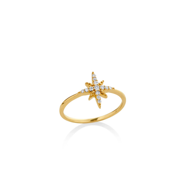 ANILLO DIAMANTES ESTRELLA 8 PUNTAS EN ORO 18K