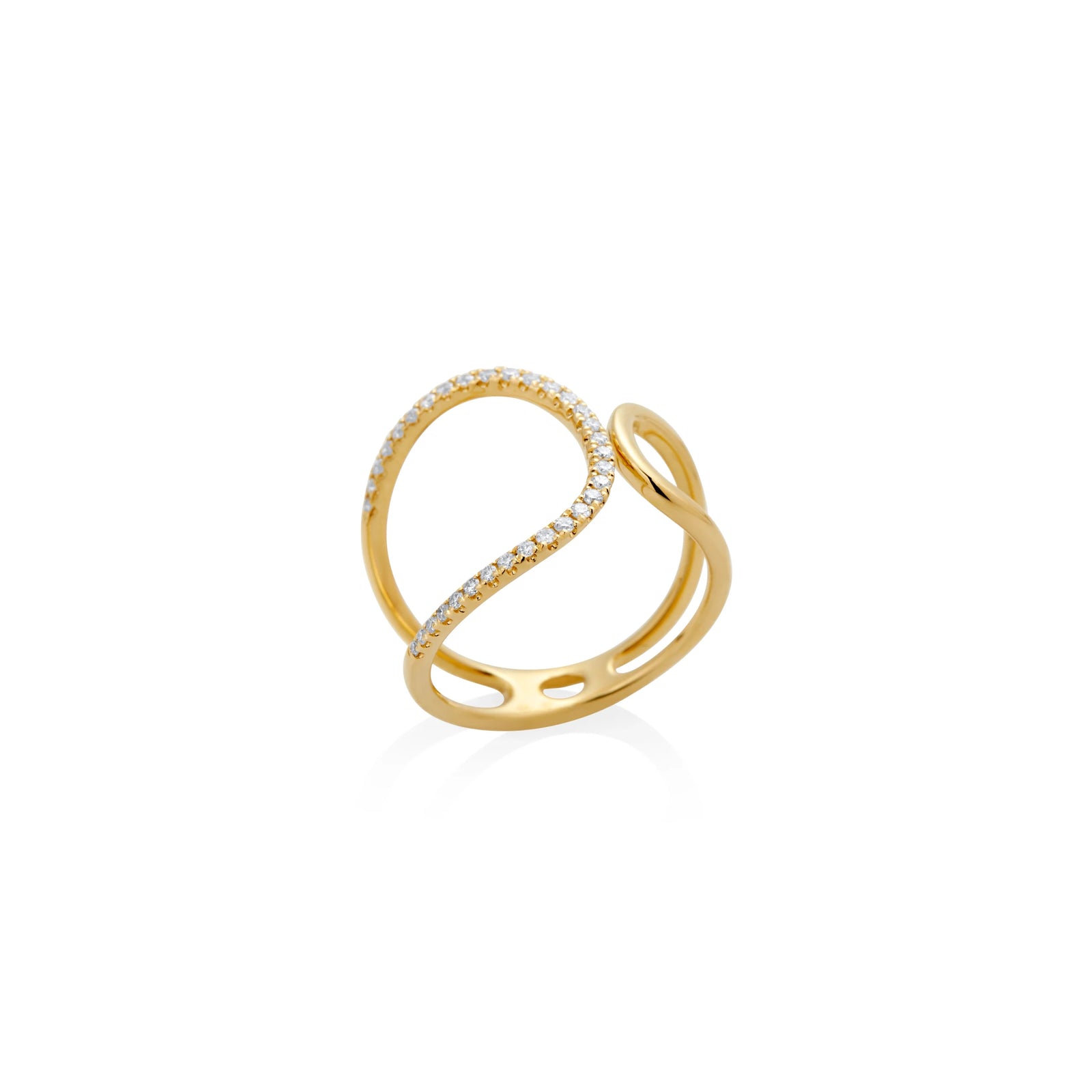 ANILLO DIAMANTES CURVA ASIMÉTRICA EN ORO 18K - Image 1
