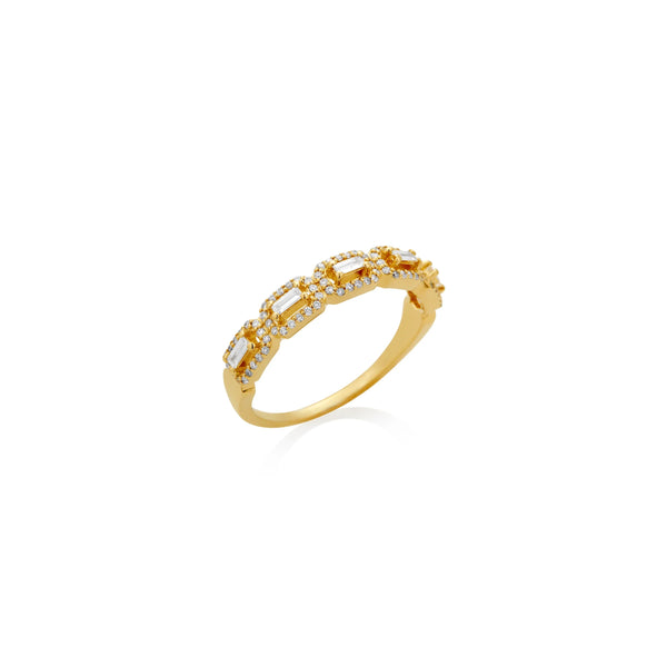 ANILLO DIAMANTES ROSETAS RECTANGULARES EN ORO 18K
