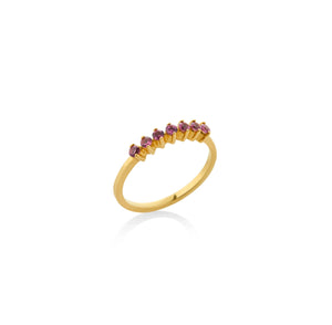 ANILLO 7 RODOLITAS EN ORO 18K