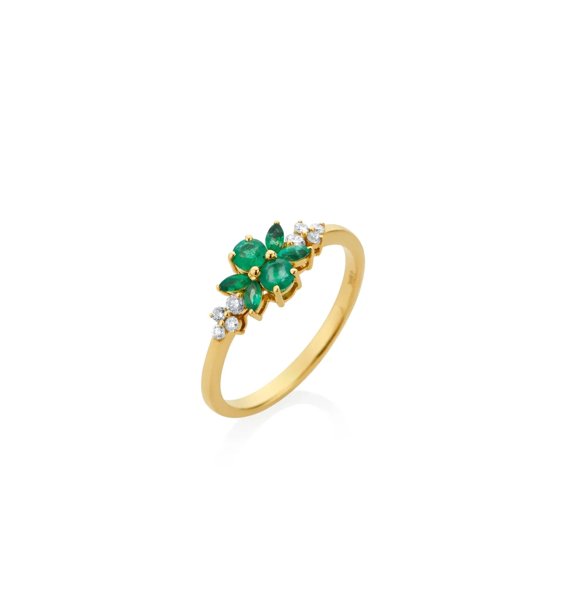 ANILLO ESMERALDAS MULTIFORMAS Y DIAMANTES EN ORO 18K - Gallery 1