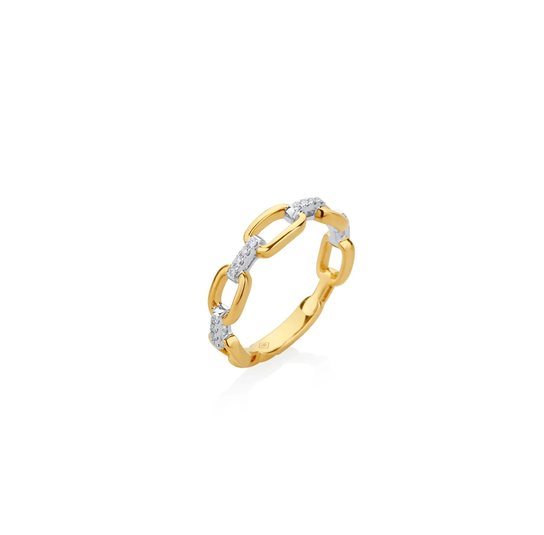 ANILLO DIAMANTES CON ESLABONES EN ORO 18K - Gallery 1