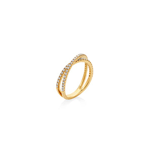 ANILLO DIAMANTES CRUZADO EN ORO 18K