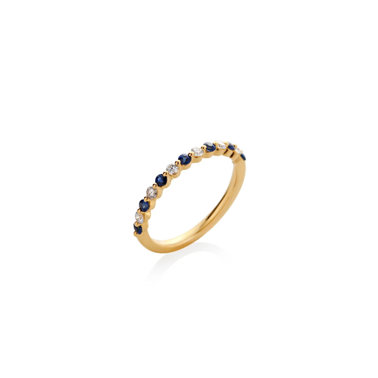 ANILLO CINTILLO DIAMANTES Y ZAFIROS EN ORO 18K - Image 1