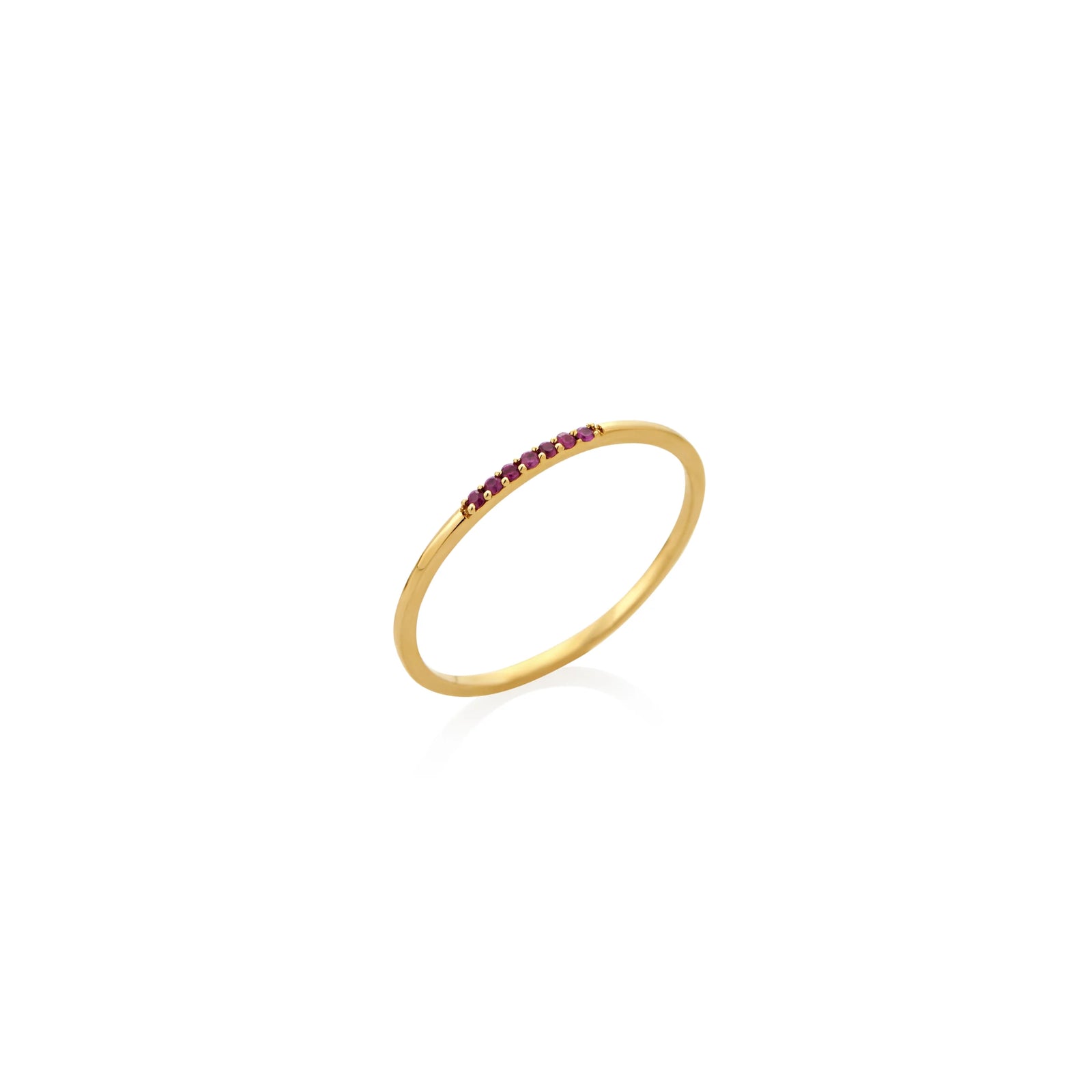 ANILLO LISO CON RUBÍES EN ORO 14K - Image 1