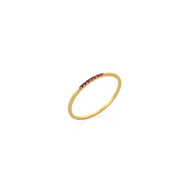 ANILLO LISO CON RUBÍES EN ORO 14K