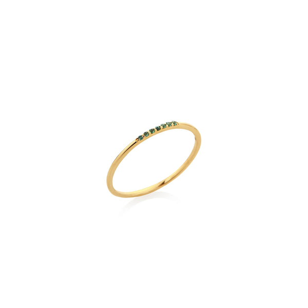 ANILLO LISO CON ESMERALDAS EN ORO 14K