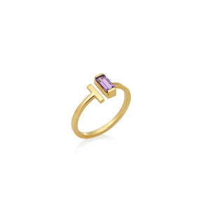 ANILLO AMATISTA "T" EN ORO 18K