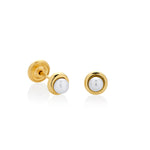 ARETES PERLA BISELADA EN ORO 18K - Thumbnail 2
