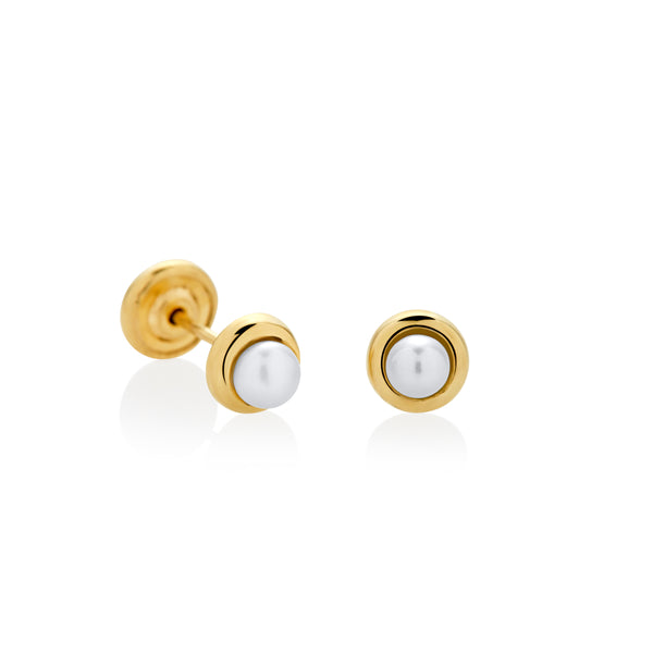 ARETES PERLA BISELADA EN ORO 18K - Secondary